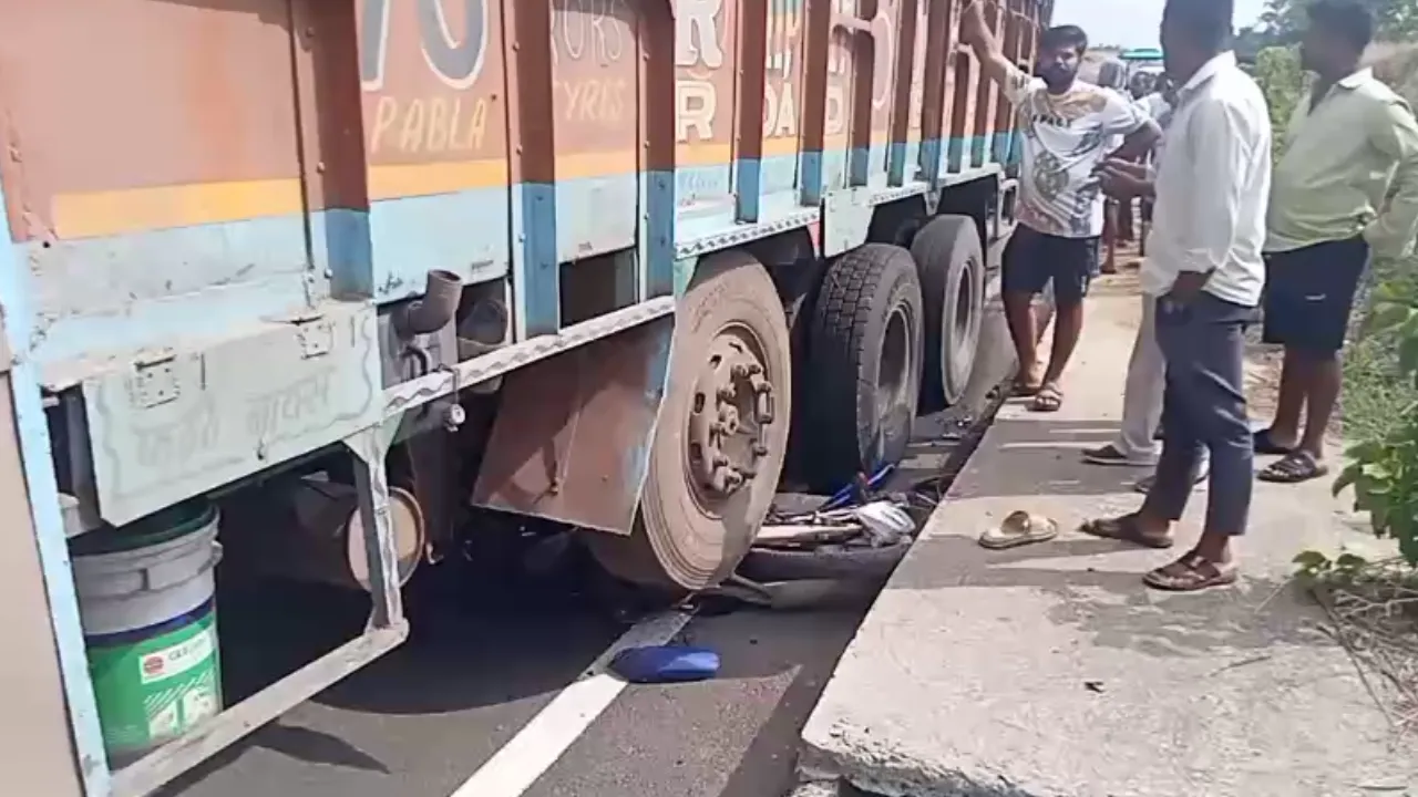 Speeding truck hits bike