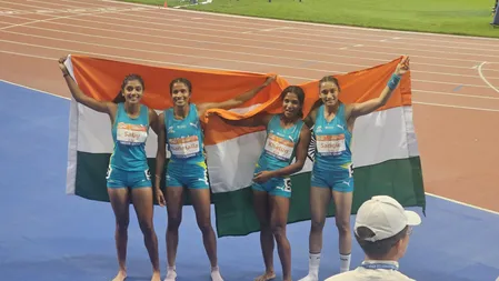 एशियन 23 एथलेटिक्स चैंपियनशिप: महिलाओं की 4x400 मीटर रिले टीम ने लहराया तिरंगा, देश को जिताया गोल्ड एशियन 23 एथलेटिक्स चैंपियनशिप: महिलाओं की 4x400 मीटर रिले टीम ने लहराया तिरंगा, देश को जिताया गोल्ड