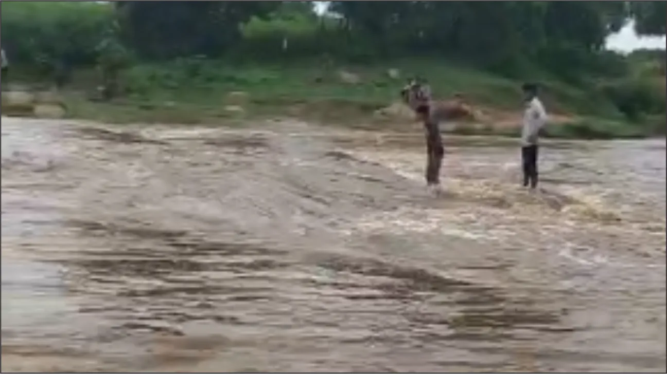 कुम्हेड़ नदी के तेज बहाव ने रोकी बच्चों की राह, वार्ड 15 हरपई में विकास के दावों की खुली पोल