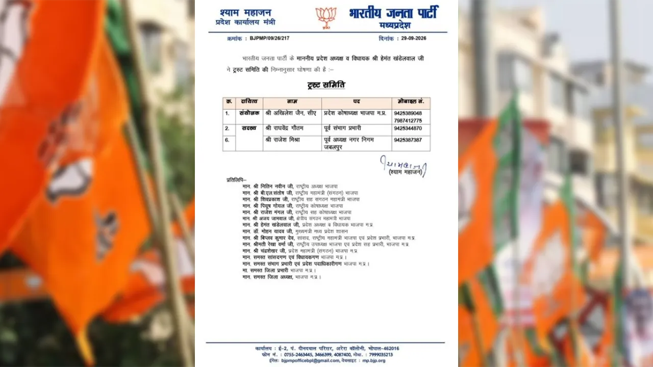 भाजपा में नई संगठनात्मक नियुक्तियां, ट्रस्ट समिति का गठन