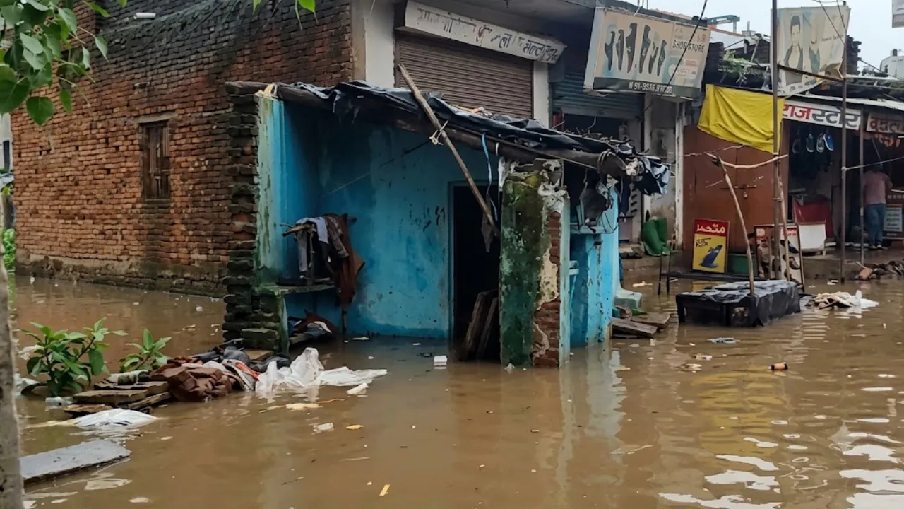 पहाड़ियों में मूसलाधार बारिश से मंदाकिनी नदी उफान पर; रामघाट में खतरे के निशान के पार पहुंचा पानी