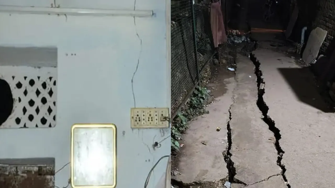 ढोली बुआ के पुल के पास एलिवेटेड रोड निर्माण से हादसा; सड़क 100 फीट तक फटी, 4 मकानों में आई गंभीर दरारें