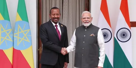 पीएम मोदी और इथियोपिया के प्रधानमंत्री अबी अहमद ने हैदराबाद हाउस में की द्विपक्षीय बैठक
