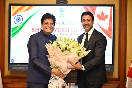 पीयूष गोयल ने व्यापार समझौते को अंतिम रूप देने के लिए कनाडा के मंत्री मनिंदर सिद्धू से की मुलाकात पीयूष गोयल ने व्यापार समझौते को अंतिम रूप देने के लिए कनाडा के मंत्री मनिंदर सिद्धू से की मुलाकात