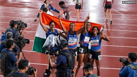 एशियान गेम्स: भारत की बेटियों ने लहराया तिरंगा, 4x400 मीटर रिले में जीता 'गोल्ड', विथ्या ने लगाई 'हैट्रिक'