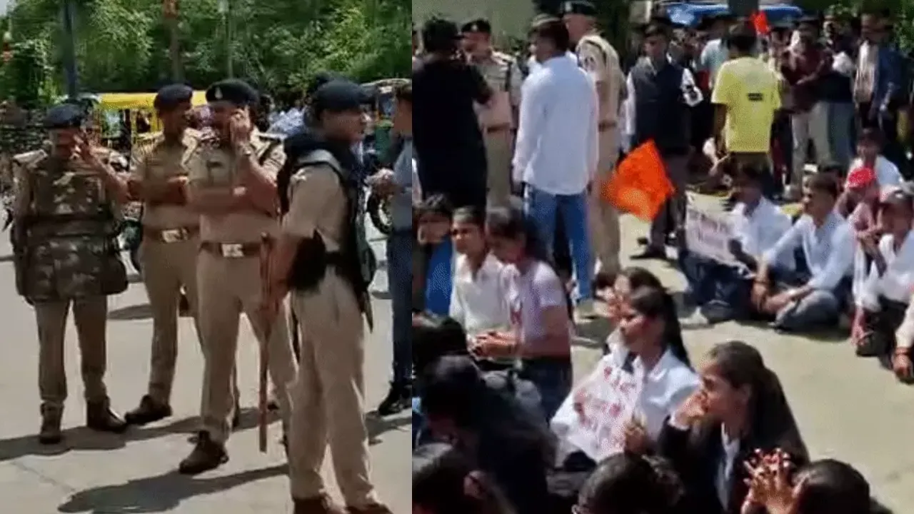 DAVV में छात्र मांगों को लेकर ABVP का नगर निगम के खिलाफ बड़ा प्रदर्शन, भंवरकुआं-IT पार्क मार्ग पर लगा भारी जाम
