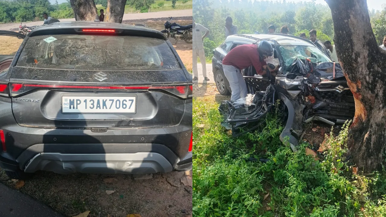 घायल रिश्तेदार को देखने जा रहे थे, रास्ते में काल बनकर सामने आया ट्रक; अनियंत्रित कार पेड़ में समाई, 2 की मौत, तीन घायल