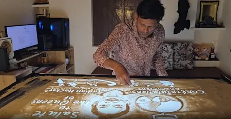 महिला हॉकी टीम के स्वर्ण पदक जीतने पर सैंड आर्टिस्ट मानस साहू ने 44 मिनट में बनाई अनोखी कलाकृति