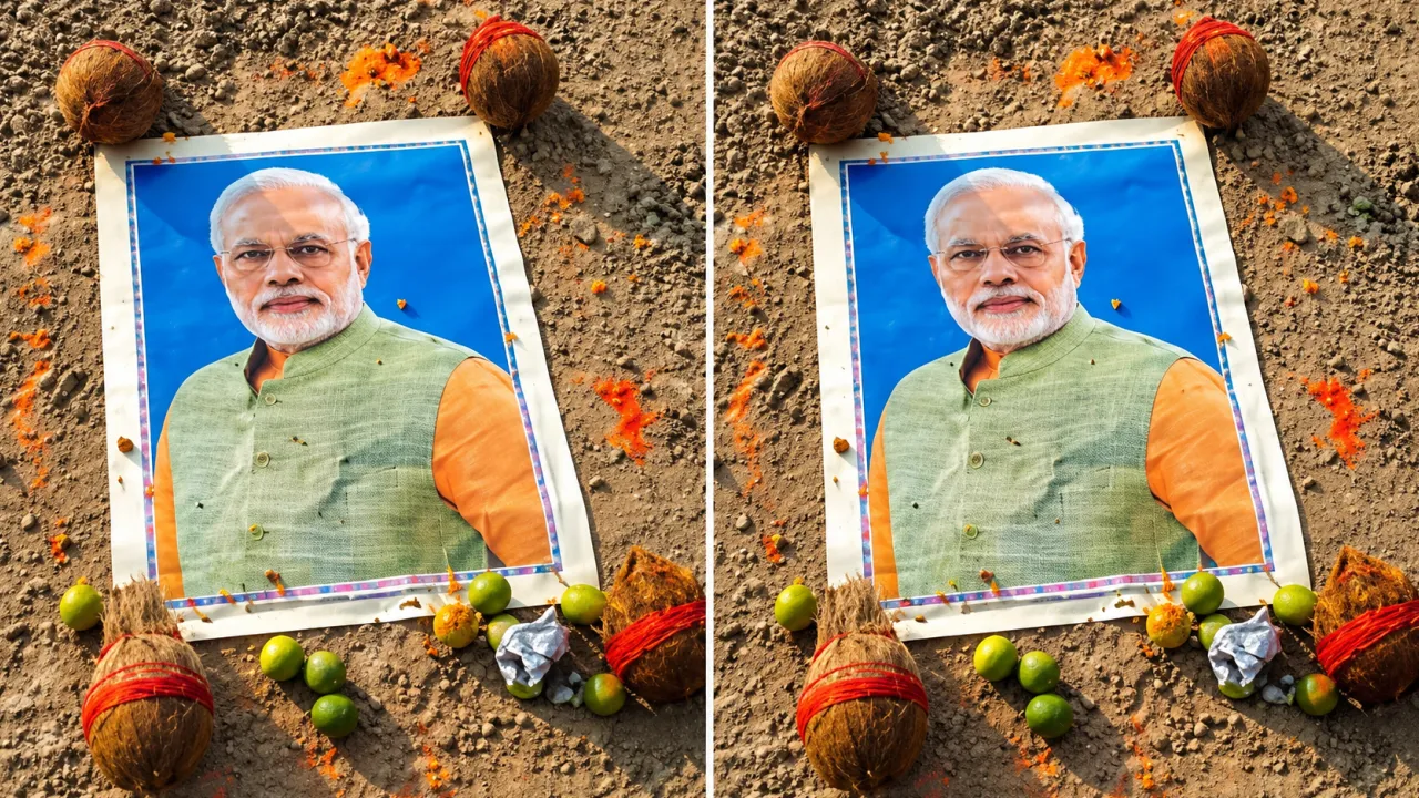 मऊ में श्मशान घाट के पास मिली पीएम मोदी की फोटो: सुई चुभे नींबू, नारियल और सिंदूर के साथ तंत्र-मंत्र की आशंका