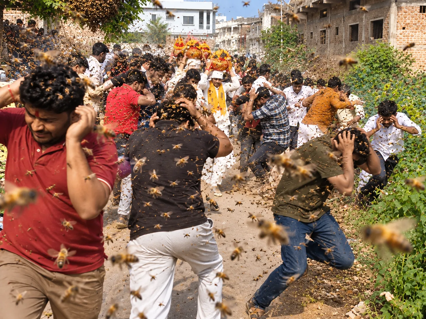 जान बचाने 2 किलोमीटर तक भागे ग्रामीण; जाली में छिपकर बची जान, 40 घायल, 11 पहुंचे जिला अस्पताल