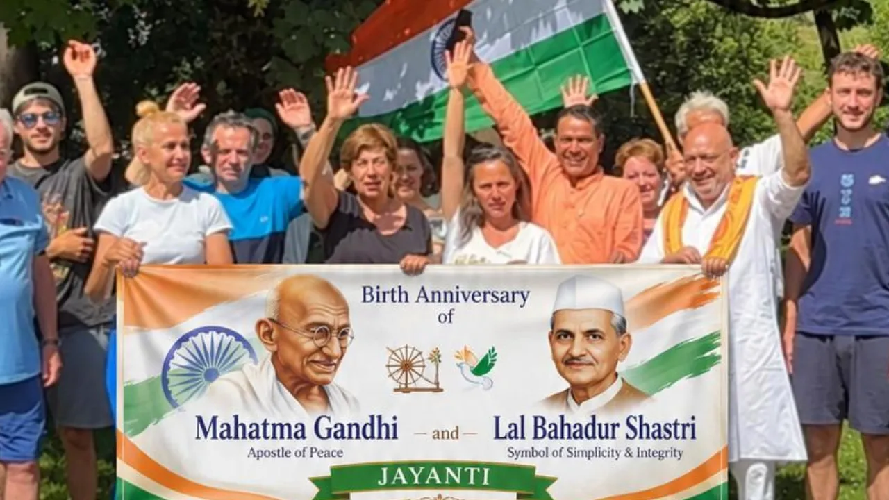 फ्रांस में विश्व अहिंसा दिवस पर गूंजा ‘वंदे मातरम्’, गांधी-शास्त्री जयंती श्रद्धा और राष्ट्रभक्ति के साथ मनाई